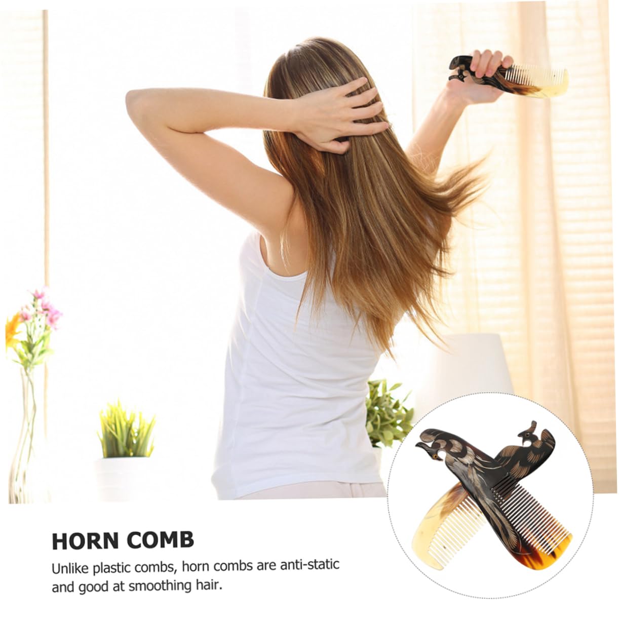 Ipetboom 9pièces Peigne De Massage De Cornes De Bœuf Naturel Peigne Anti-statique Pour Soin Du Chevelu Et Démêlage Couleurs Aléatoires