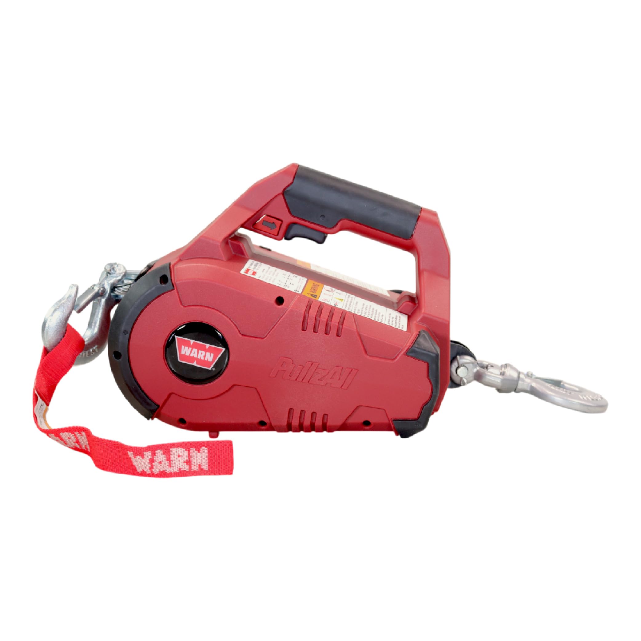 WARN885001 PullzAll Corded 120V AC Portable Electric Winch with Steel Cable and Swiveling Anchor Hook for Hoisting an Engine Block: 1,000 lb (1/2 Ton) Pulling Capacity, Variable Speed Control.