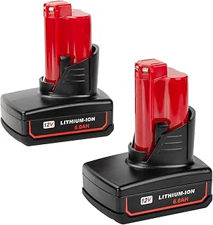 2 Pack 6000mAh 12V Lithium Ion Replacement Battery Compatible with Milwaukee M12 Battery 48-11-2401 48-11-2402 48-11-2411 48-11-2420 12-Volt Cordless Tools