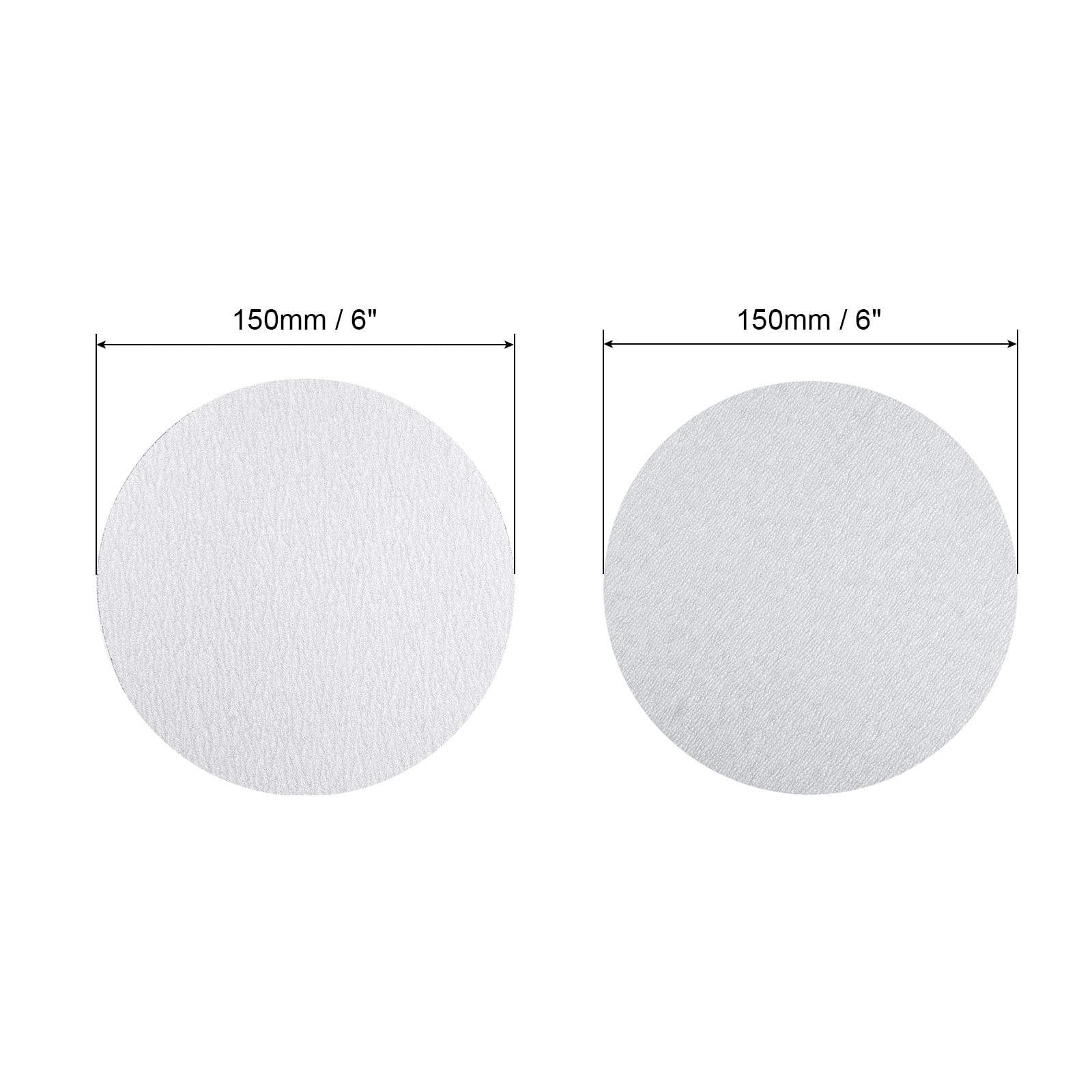 uxcell 100 Pcs 6-Inch Aluminum Oxide White Dry Hook and Loop Sanding Discs 180 Grit & 320 Grit Flocking Sandpaper