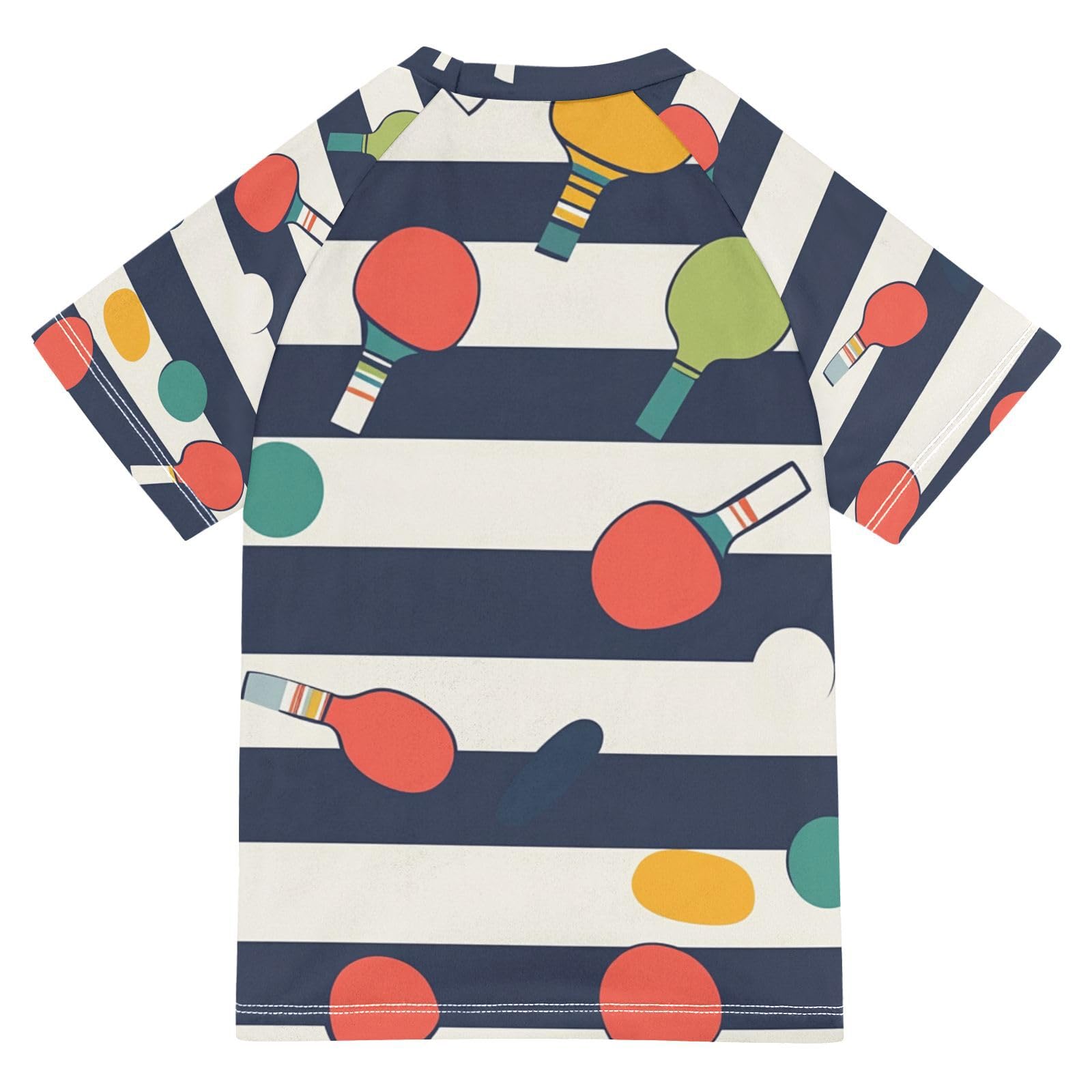 Jucciaco Boys Swing Shirts Tennis Bat Stripe Sport Rashguard Short Sleeve Kids T-Shirts Sun UPF 50+ Multicoloured