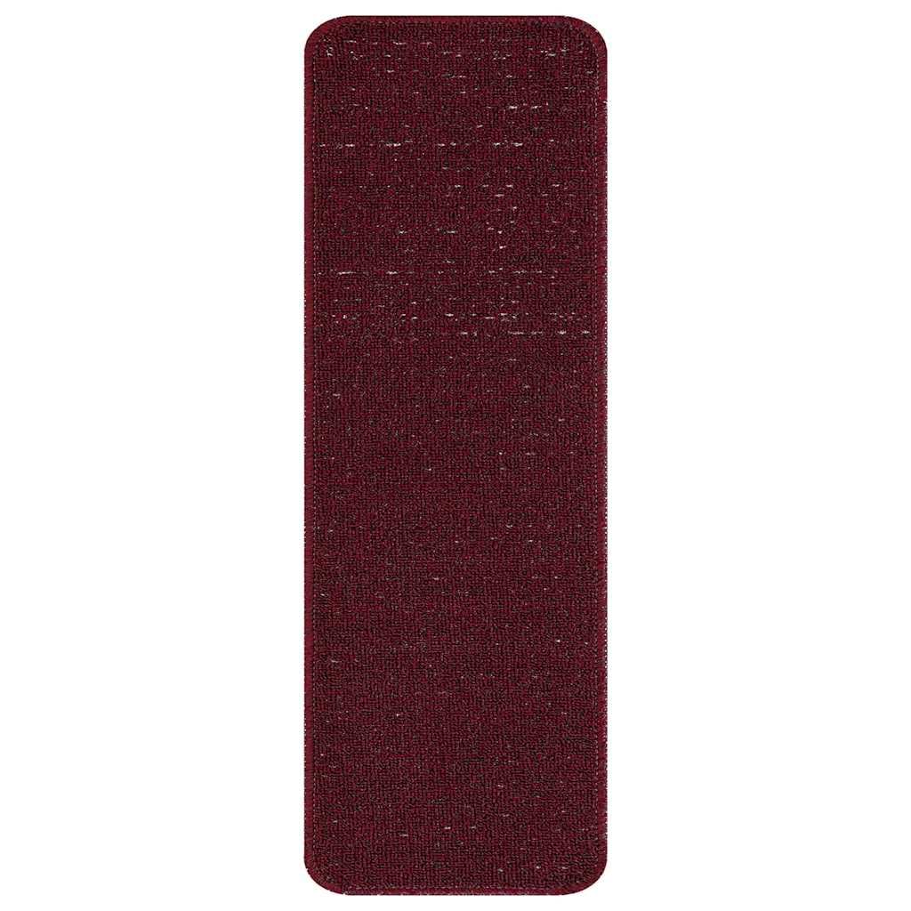 rutschfeste Treppenmatten 15 Stück Bordeaux 60 x 25 cm PP Treppenstufen Matten, Teppich Innen für Treppen, rutschfest Stufenmatten Treppenteppich