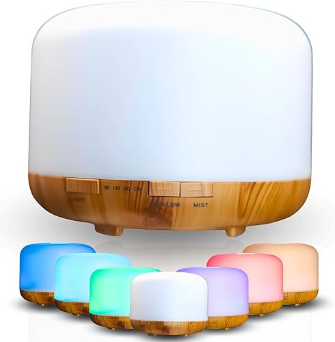 Mystic Romance Difusor de aceite esencial, humidificador de aromaterapia de 16.9 fl oz y luz nocturna para un ambiente relajante en la oficina en