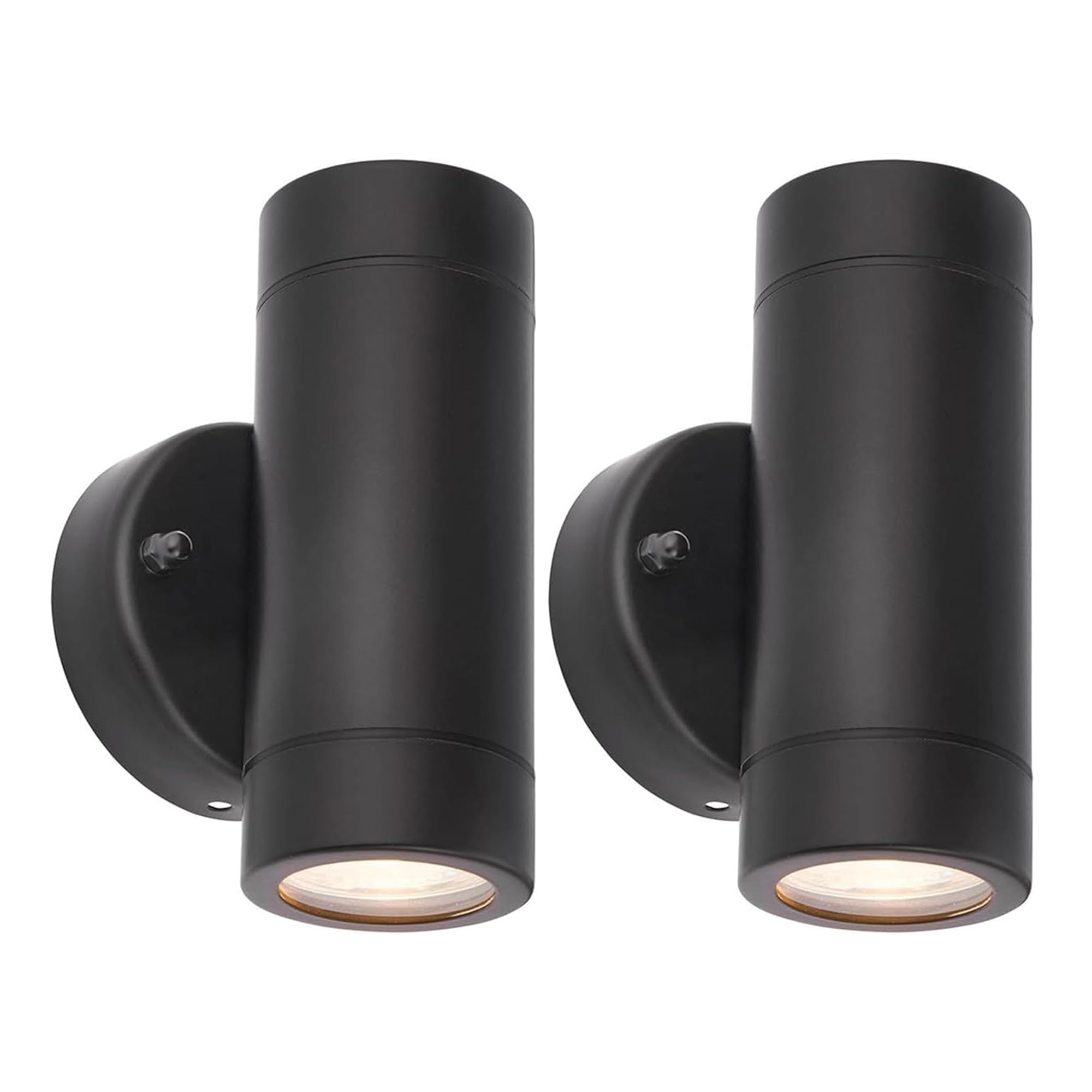 National Lighting Palin Matt Black Steel External Up/Down Outdoor Security GU10 Wall Light IP44 Rated - 2 Pack