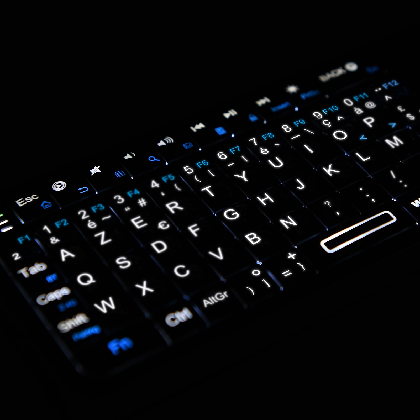 Rii Mini Clavier Rétroéclairé | USB 2.4 GHz + Bluetooth | Pavé Tactile | Ultra-Portable | Compatible Android TV, Mac, Windows