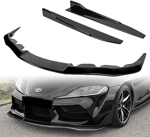 Q1-TECH, 5 piezas de borde de parachoques delantero + falda lateral Rocker Winglet Canard difusor ala compatible con Toyota Supra A90 2019-2021,