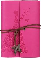 Vista 8 de Cuaderno de diario de cuero vintage con mariposas, libro de notas rellenable, cuaderno de bocetos en espiral con páginas en blanco sin líneas