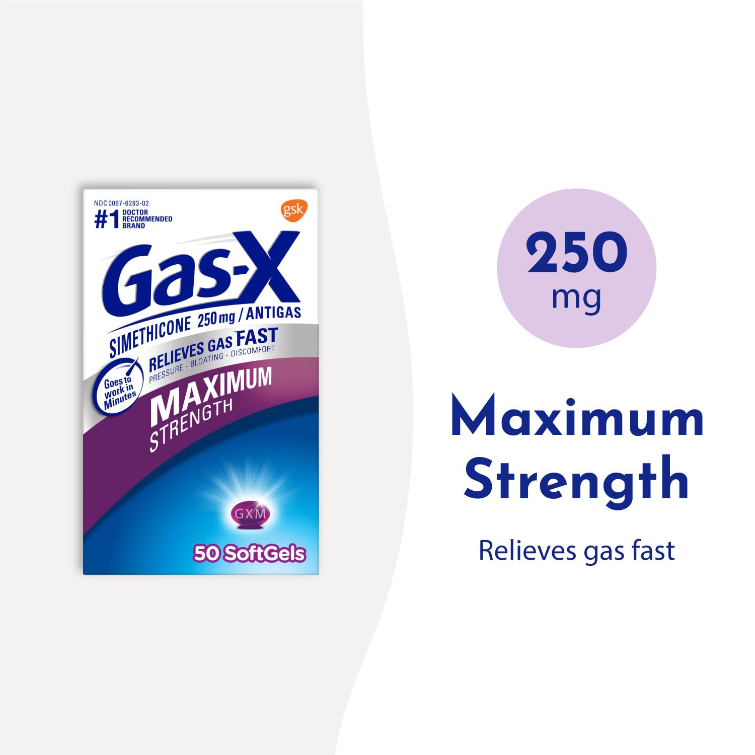 Gas-X Maximum Strength Gas Relief Softgels with Simethicone 250 mg for Bloating Relief - 50 Count — Amazon image 2