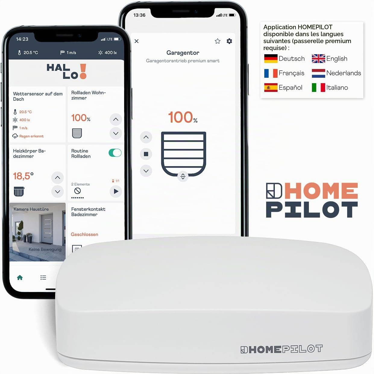 HOMEPILOT - Motorisation connectée pour porte de garage Premium pour l'automatisation de porte de garage. Moteur porte de garage | Garage connecté | Détection d'obstacle - 16901001