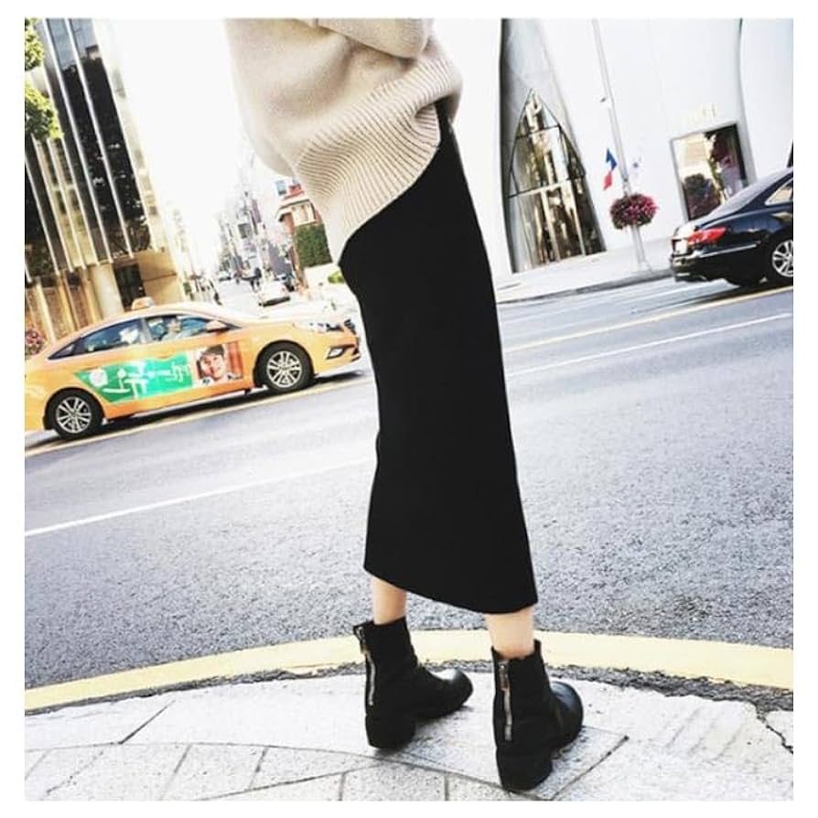 黒いタイトスカート ジッパー付き LVEU.】センタージップタイトスカート / ボトムス スカート