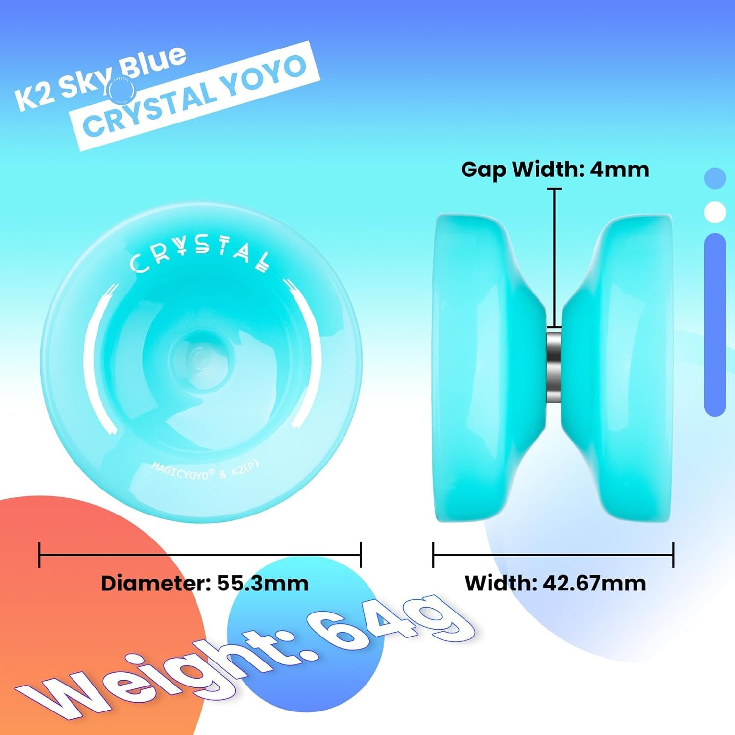 The Autostory Magic Yoyo K2 Responsive Yoyo for Kids, Professional for Beginners, Dual Purpose with Unresponsive Bearing for Adults/Advanced - 6 Strings, Bag, Bearing Remover (Sky Blue) 4