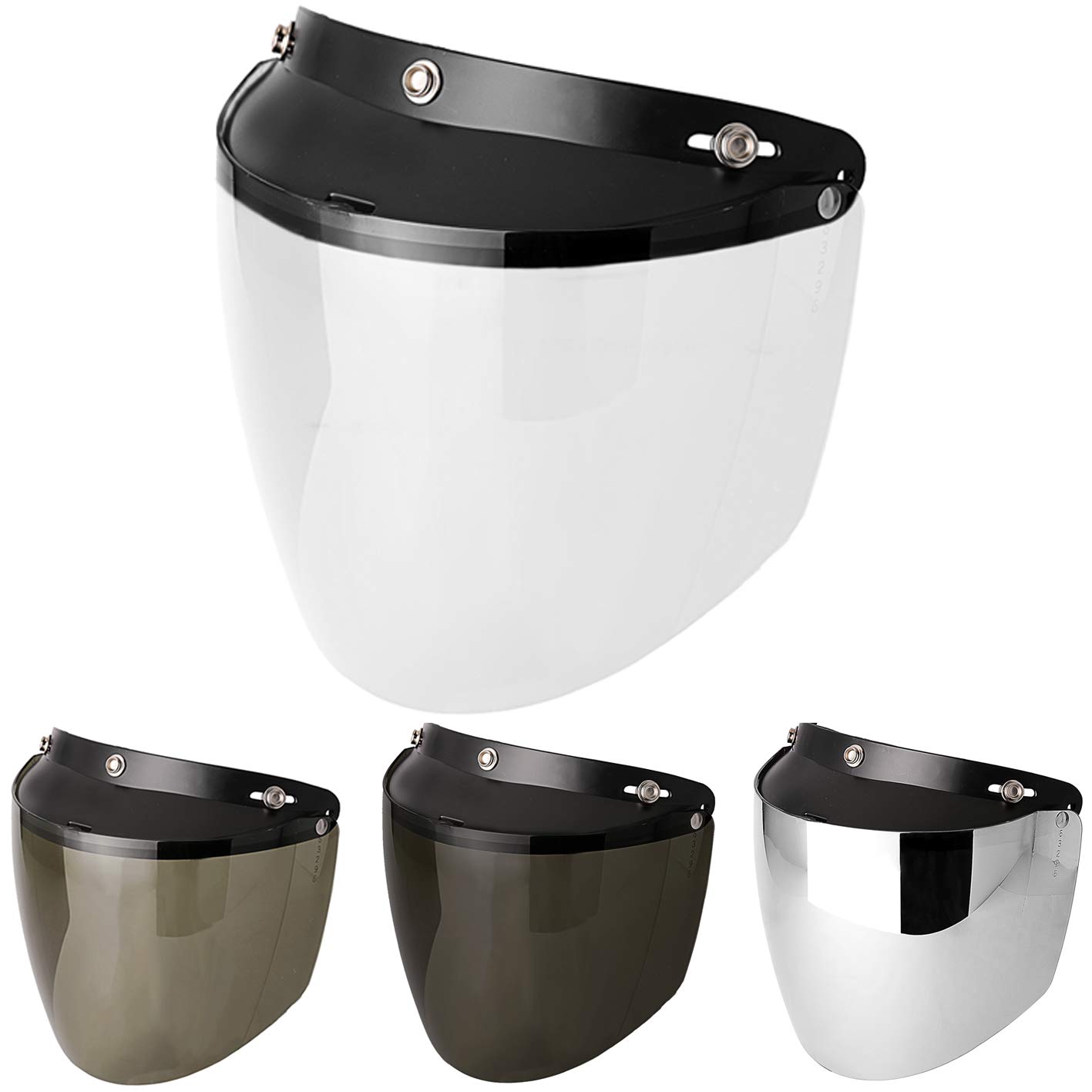 Chern Yueh 3-Snap Flip Shield Visor for Motorcycle Helmets (Clear)