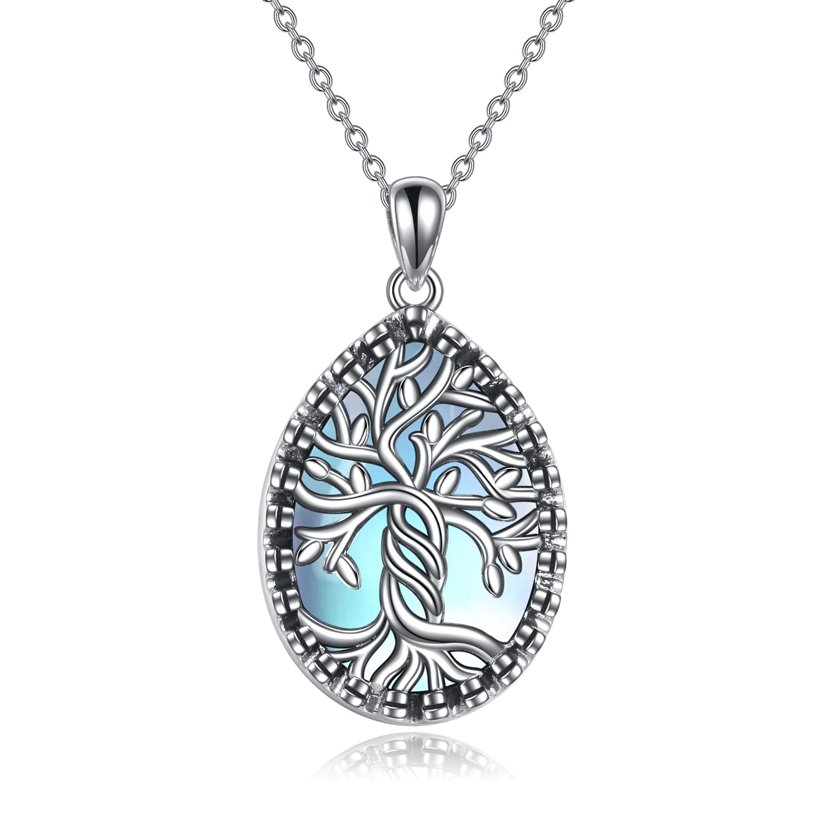 LUHETree of Life Necklace for Women Sterling Silver Family Tree of Life Owl Pendant Necklace Jewelry Gifts for Women Teens Girls Mom Daughter Wife Girlfriend