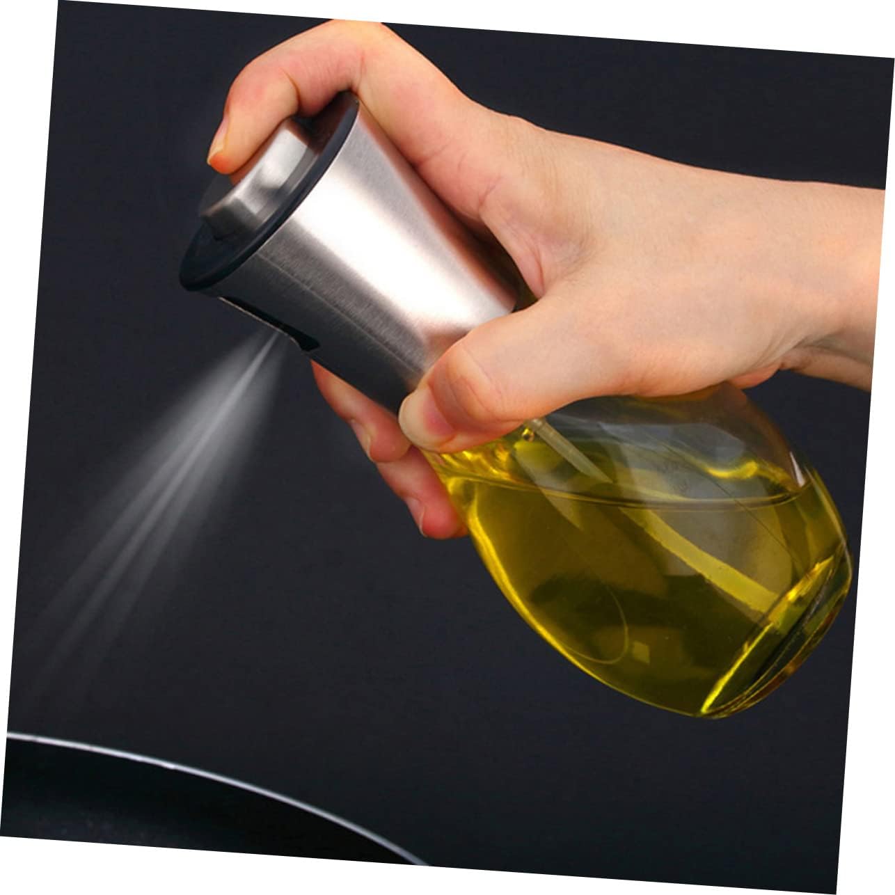 Stainless Steel Oil Sprayer Bottle Refillable Glass Dispenser for Bbq Salad Baking Roasting Frying Food-grade Materials -skid Design