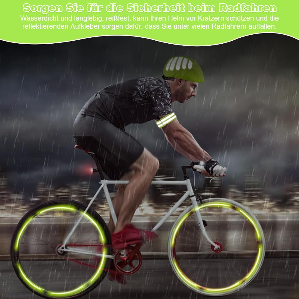 2 sztuki kasku rowerowego, ochrona przed deszczem, kask rowerowy z 2 fluorescencyjnymi paskami i 4 odblaskowymi nakładkami rowerowymi, wodoszczelny pokrowiec na wszystkie kaski