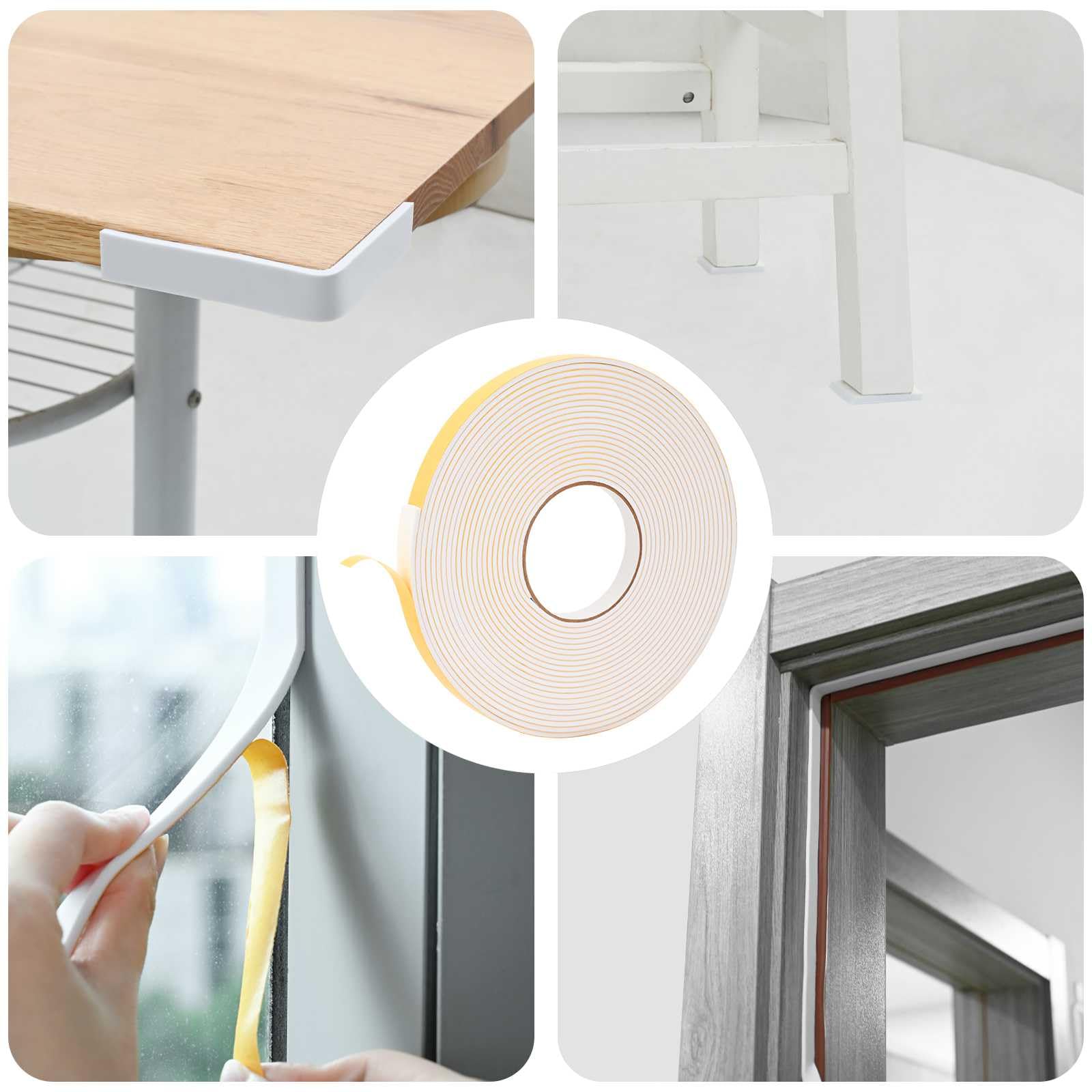 vidaXL Cinta de espuma autoadhesiva 10 pcs Blanco 10mm x 10m CR Espuma, Cinta adhesiva, Redondo, Espuma CR, Protector contra la humedad, Eficiente, Universal, Aislamiento