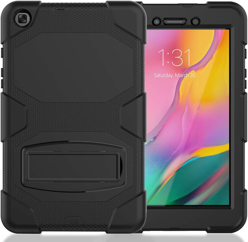 Galaxy Tab A 8.0 Case 2019, Bingcok Heavy Duty Rugged Full-Body Hybrid Shockproof Drop Protection Cover with Kickstand for Samsung Galaxy Tab A 8.0 2019 Model SM-T290 /SM- T295 (1-Black)
