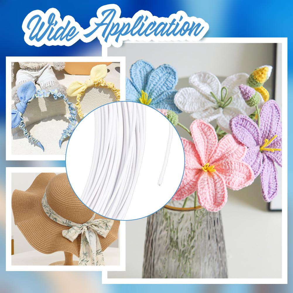 43.74 Yard 0.06inch White Floral Wires Metal Memory Wire Bendable Anodized Metal Wire Iron Craft Sculpting Flexible Modeling Wires for Sculpting Hat Styling Strip