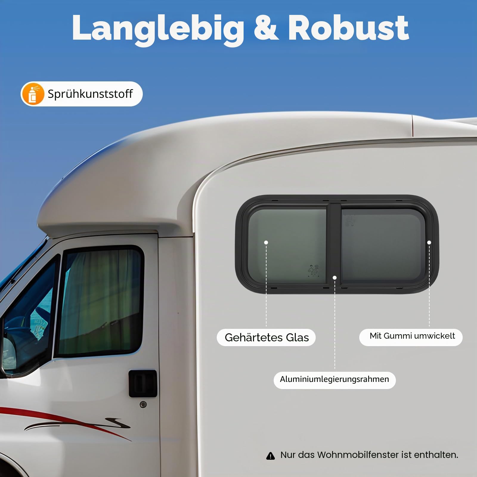 Fenster | Premium Wohnmobil-Fenster | Wetterfest & Einbruchsicher | Schiebefunktion & Moskitonetz | Einfache Installation (2-55mm Wandstärke) | Ideal für Camper