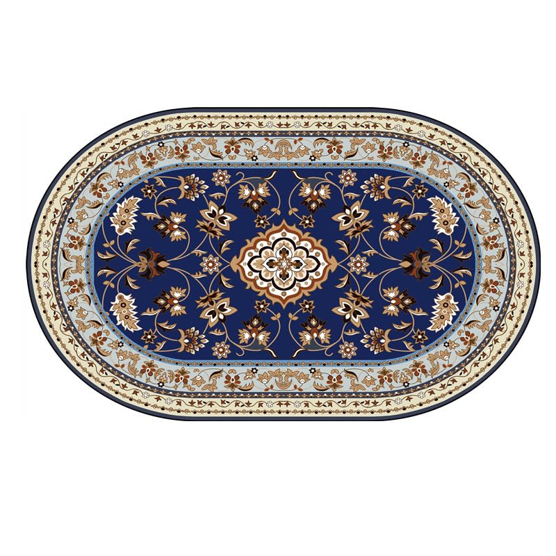 Alfombras ovaladas de salon decoracion premium estilo castillo antiguo azul de calidad