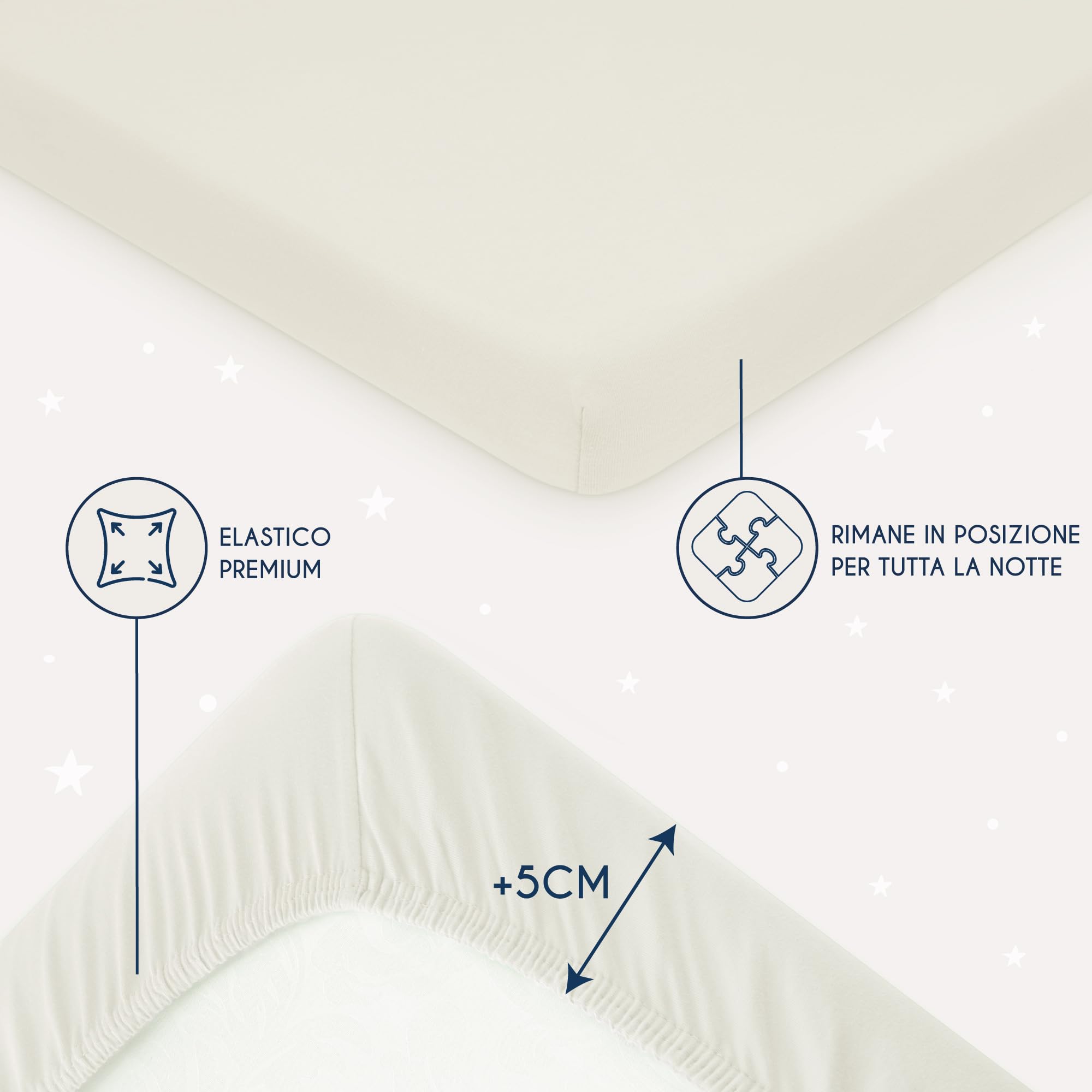 Dreamzie - Set 2 Lenzuolo con Angoli Cotone Bambini - 60x120/ 70x140 - Oeko Tex certificato - Beige - Lenzuolo con Angoli 60x120/ 70x140