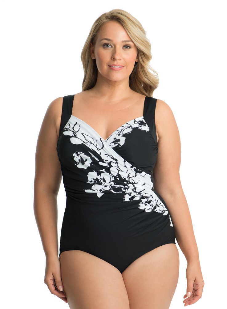 Miraclesuit Womens Plus Size Swimwear Sanibel Tummy Control Underwire Bra One Piece Swimsuit