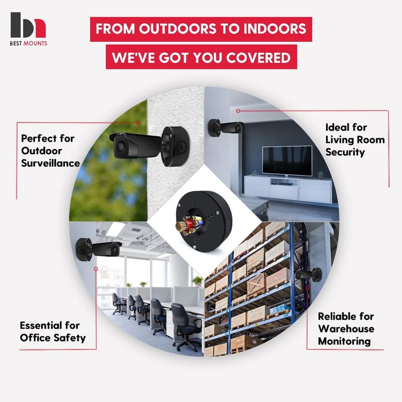 4 Pack PFA130-E Security Camera Junction Box (ABS) for Indoor & Outdoor Surveillance Camera - Security Camera Mount Bracket Waterproof Universal Camera Mount for Dome, Turret & Bullet Cameras (Grey)