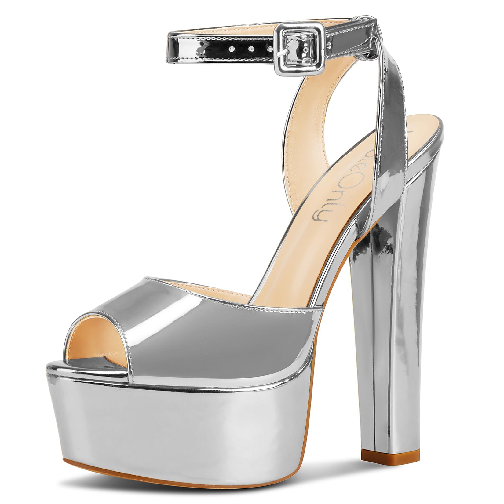 Nobleonlywomens High Block Platform Heel Peep Toe Ankle Strap