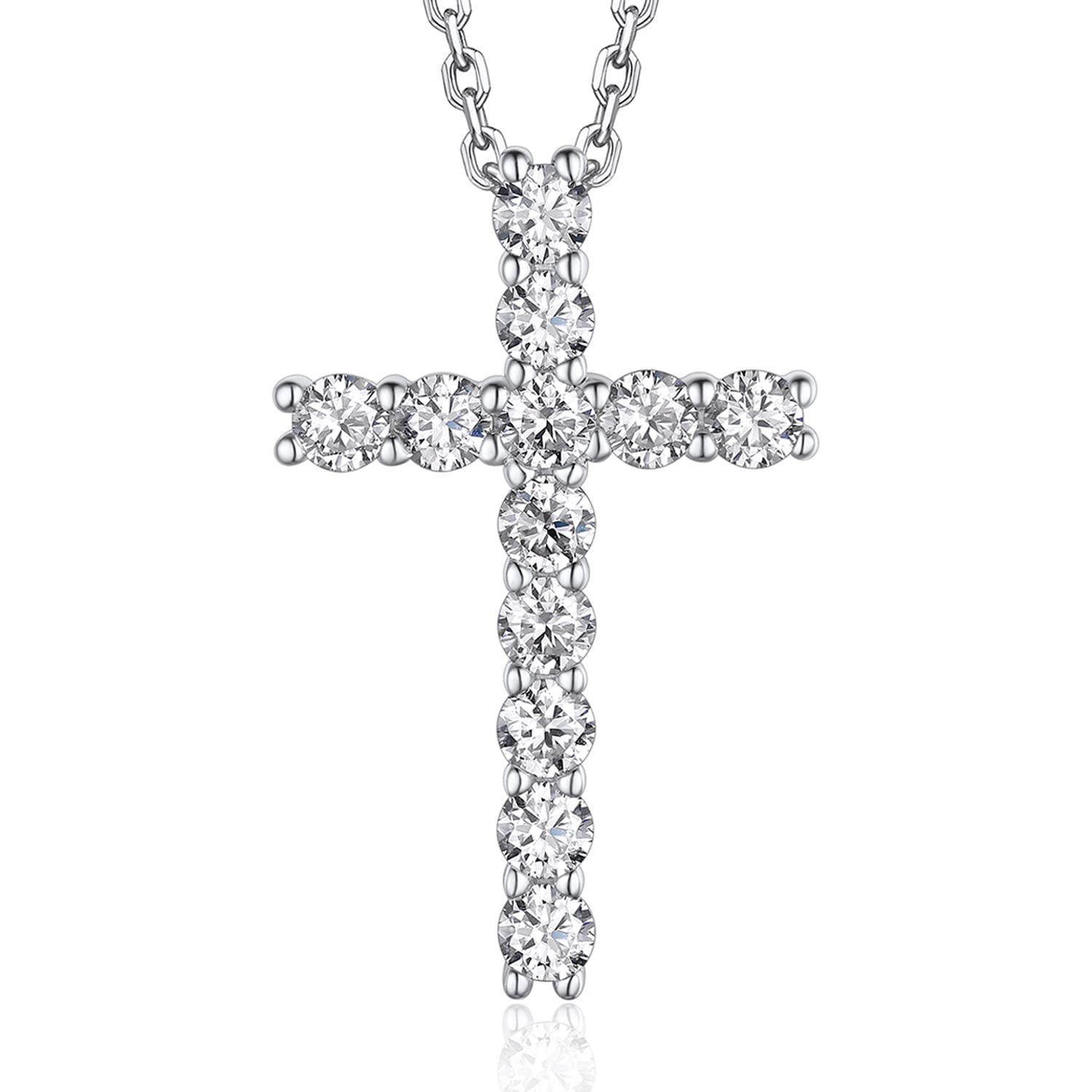 MomentWish Kreuz Kette Moissanite, 1,2 Karat Halskette mit Kreuz Anhänger Silber 925 Infinity Keltische Silberkette Schmuck Geschenke für Frauen und Herren