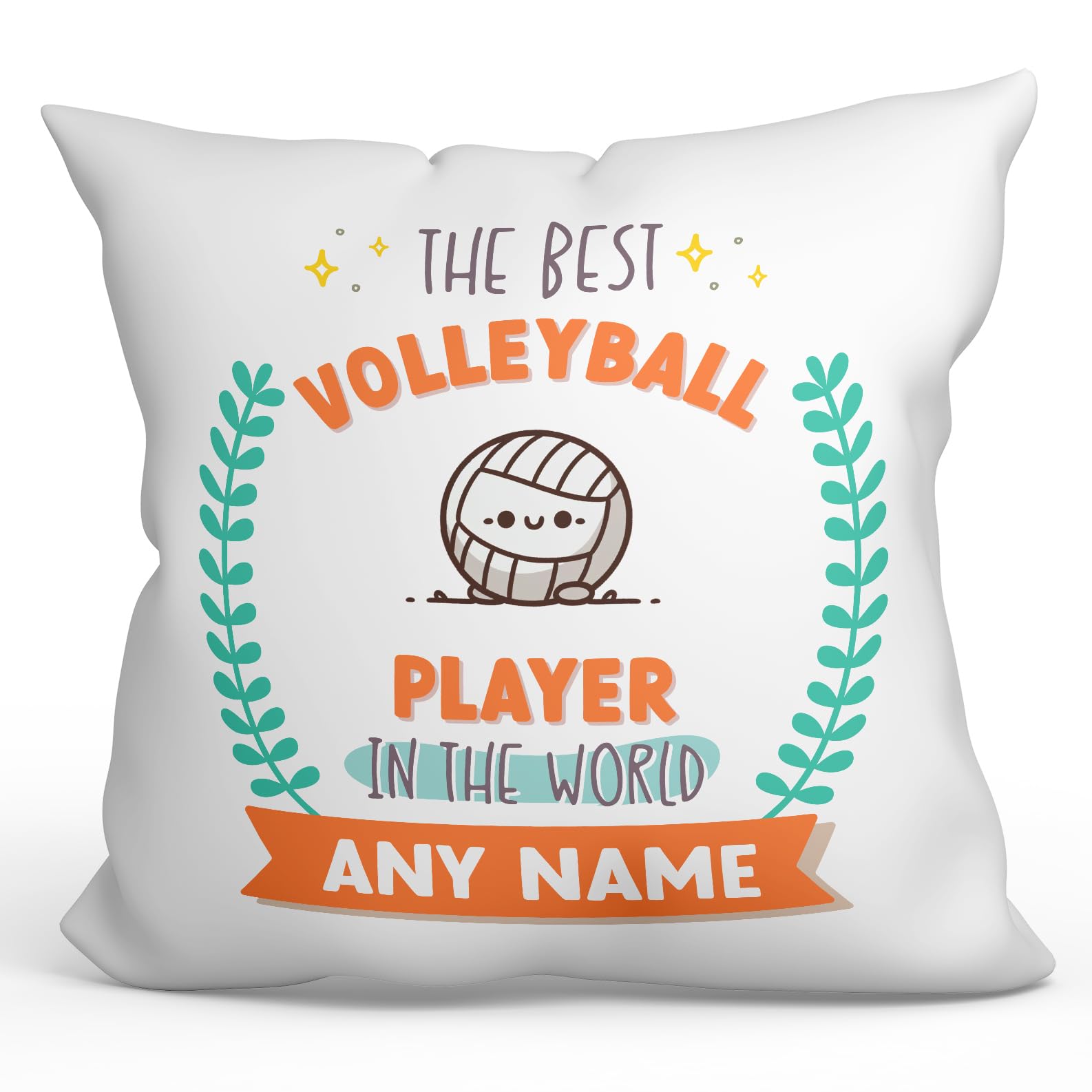 MUGFFINS VOLLEYBALL PLAYER Cushion Padding included - in English - World's Best - With doodle - Funny gift - Pillow: cover and filling 15.7x15.7 inches