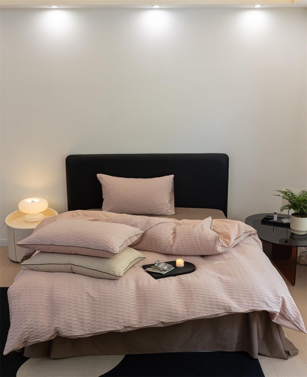 Parure de lit pour lit simple rose Z22 fini le linge terne