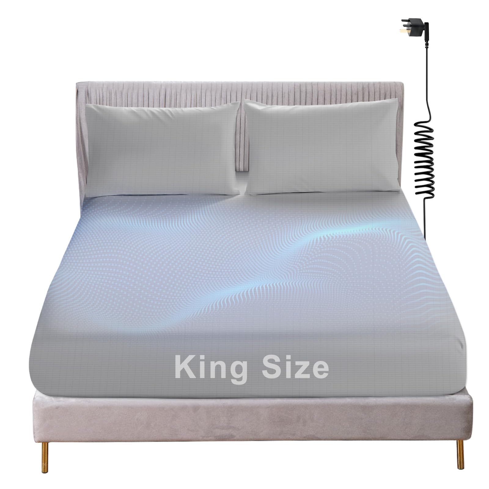 Grounding Fitted Sheet, Earthing Sheets King Size with 15ft UK Cord, Grounding Bed Sheet with 5% Silver Fiber & 95% Organic Cotton for Improving Sleep, Better Working (150x200cm)