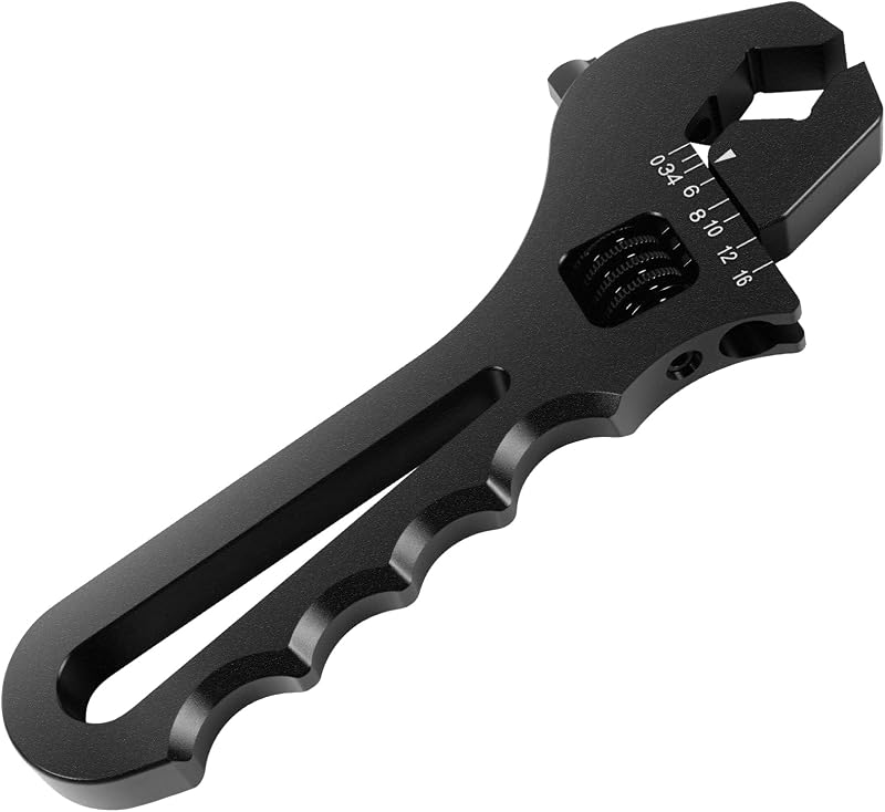 AN Fitting Hose Wrench 3AN-16AN Black Aluminum Adjustable, Non-Scratch Jaw for Fuel Line