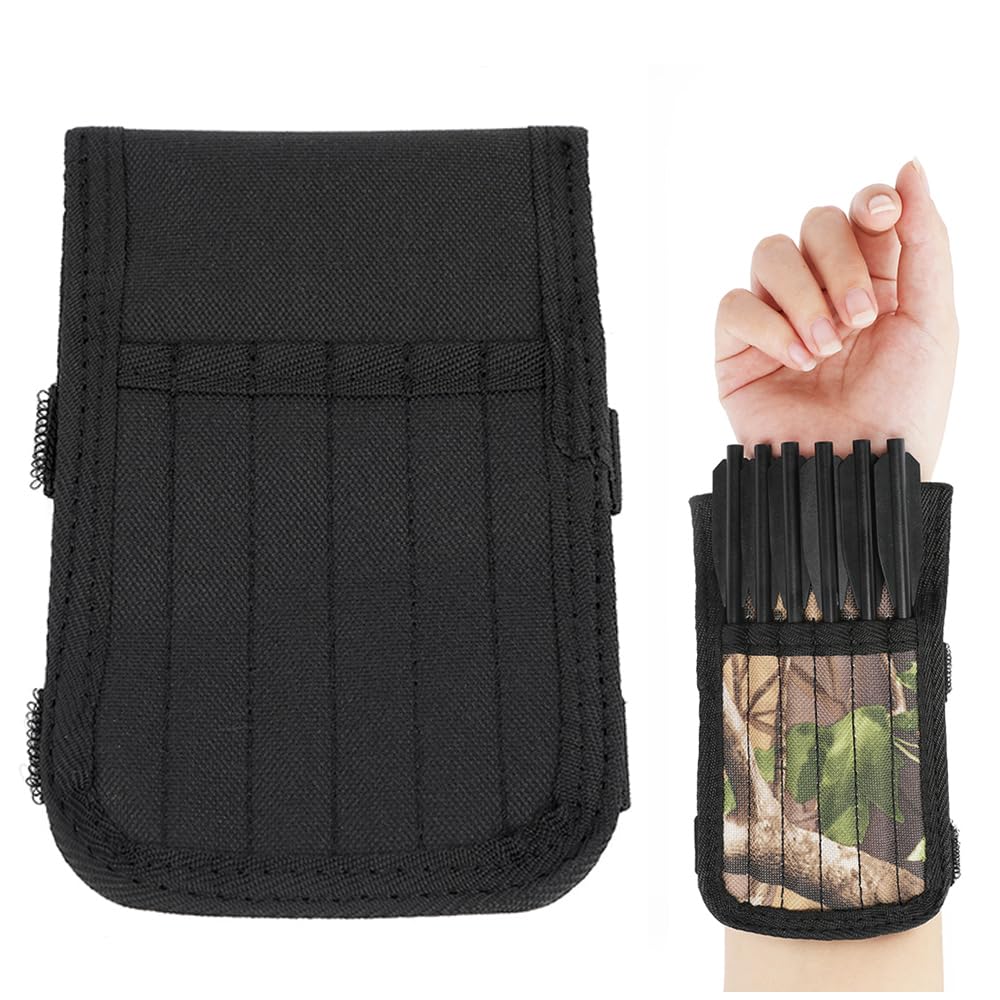 SHARROW Archery Quiver Mini Crossbow Bolts Holder Oxford Cloth Camouflage Arrow Holder for 12pcs Crossbow Arrows (Black)