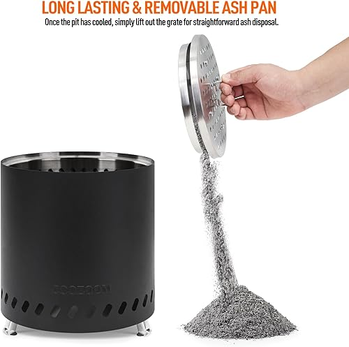 Miniatura 9 de Chimenea portátil de mesa mini estufa de acero inoxidable de 8.6 pulgadas con soporte, fogata de mesa de bajo consumo de humo alimentado por pellets
