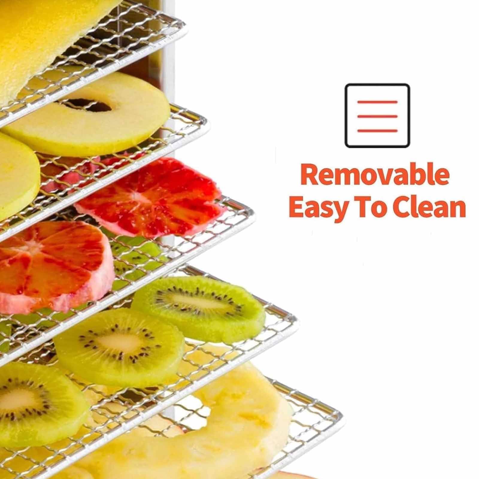 Essiccatore per alimenti a 8 strati in acciaio inossidabile, essiccatore elettrico commerciale per frutta con timer (0-12 ore) e temperatura regolabile (40-90℃), essiccatore efficiente per uso