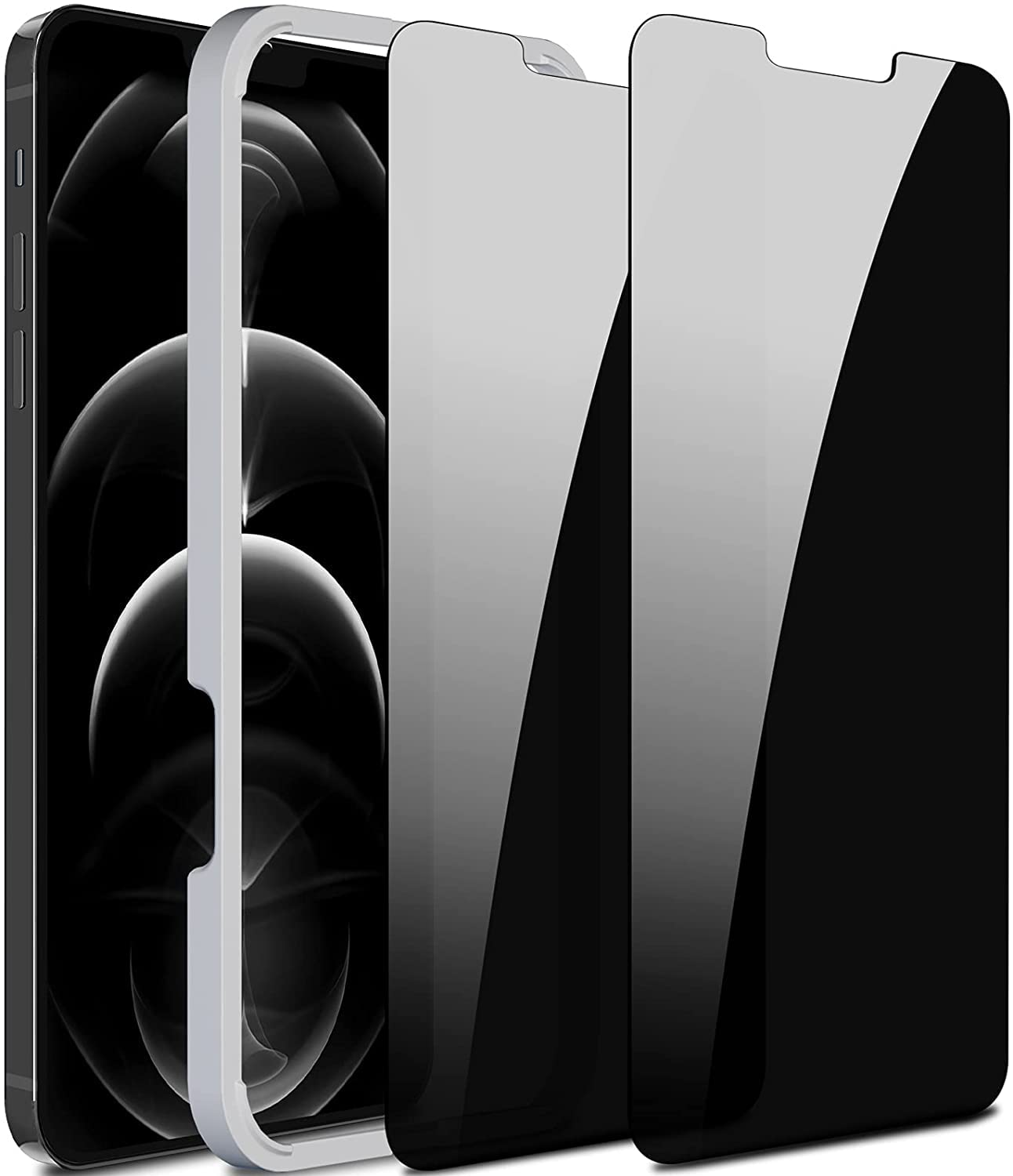 YoYoTech2 Pack) Ultra High Definition Tempered Glass Screen Protector Designed for iPhone 13 with Auto Alignment Installation Frame, 20D edge to edge full coverage Screen Saver (Privacy Glass)