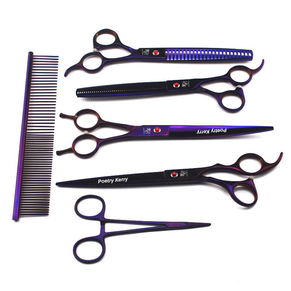 DESAV Set De Ciseaux De Toilettage Professionnel De 6,0 Pouces pour Chien De Compagnie, Cisailles Droites Ciseaux Courbés pour Chat, Kit De Coupe Durable Léger pour Animaux Coupe De Cheveux