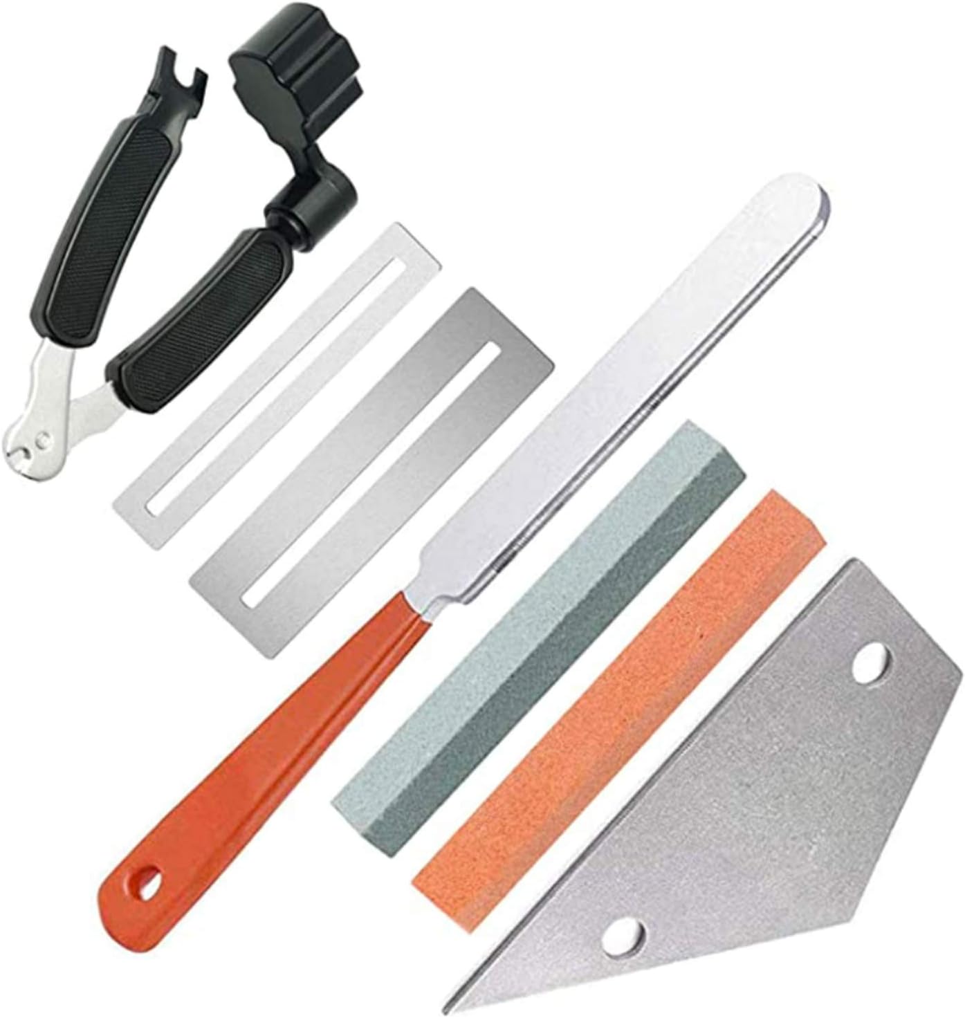 Guitar Repair, Decdeal Guitar Repair Luthier Tools Kit Guitar Fret Crowning File 3 in 1 Guitar String Winder Cutter Fret Rocker Fingerboard Guard Grinding Stone