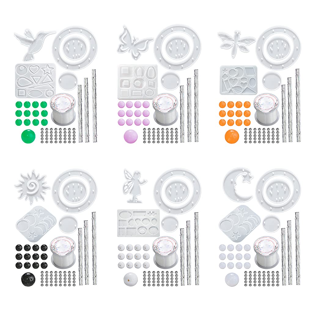 chengzui Crystal Epoxy DIY Mold Wind Chime Material Kit Hummingbird Sun Star Moon Butterfly Dragonfly Fairy Fantasy Ornaments Mold Sets for Resin Casting
