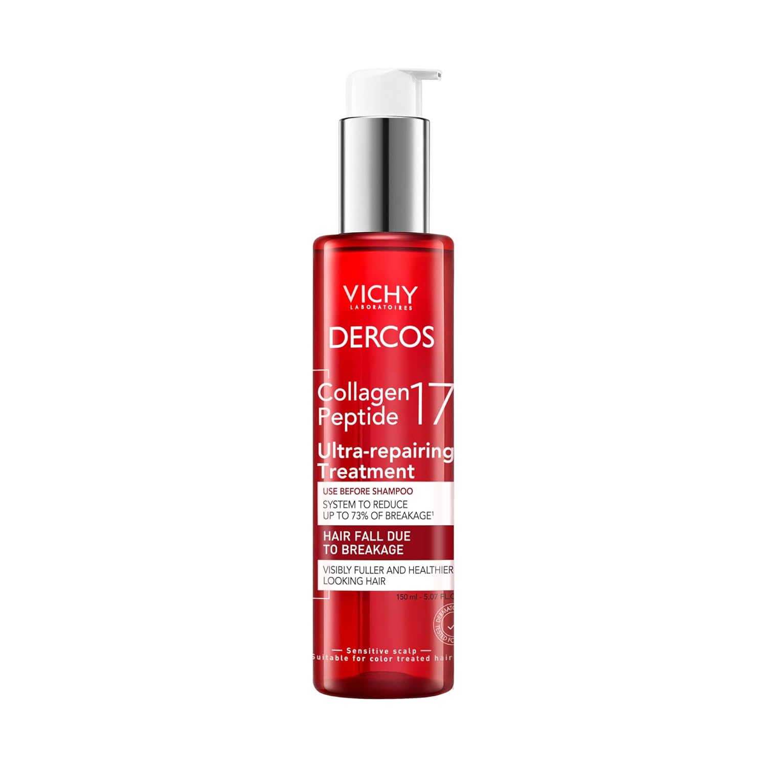Dercos Collagen Peptide 17 Ultra-Repairing Treatment, 150ml, Anti Hair Fall Pre-Shampoo Bond Repair Hair Treatment, Strengthens, Reduces Breakage, Preps & Protects