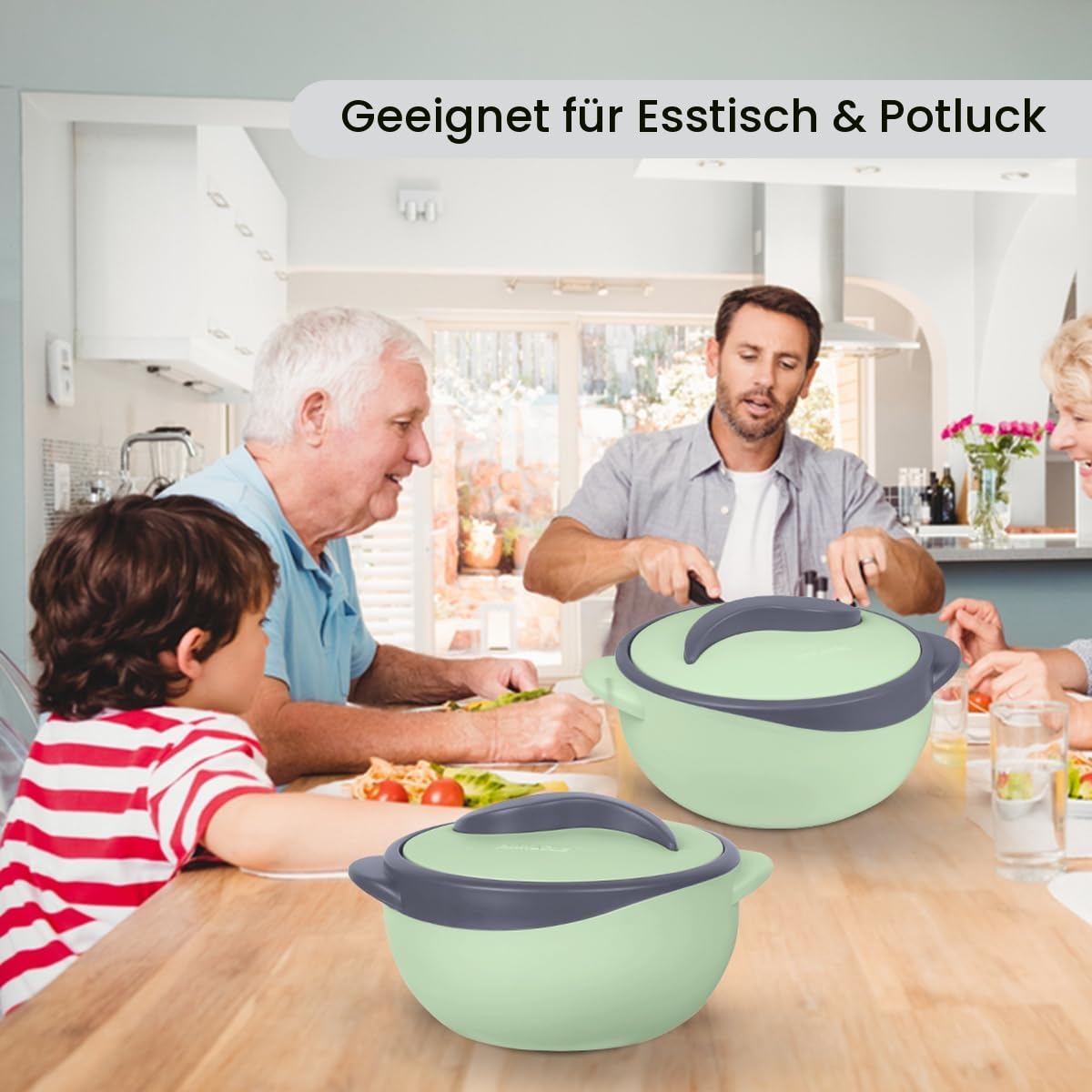 Pinnacle Isolierte Auflaufform mit Deckel, 3-teiliges Set 2,6/1,5/1 qt. Hot Pot Speisenwärmer/Kühler – Thermo-Suppen-/Salat-Servierschüssel – Edelstahl Heißspeisebehälter – Bestes Geschenkset für