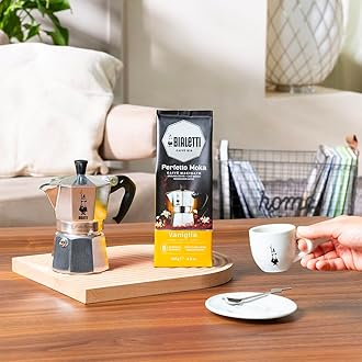 Bialetti - Perfetto Moka Vaniglia: Gemahlener Kaffee mit mittlerer Röstung, Vanille-Aroma, 250g x 6, Beutel mit Aromaventil