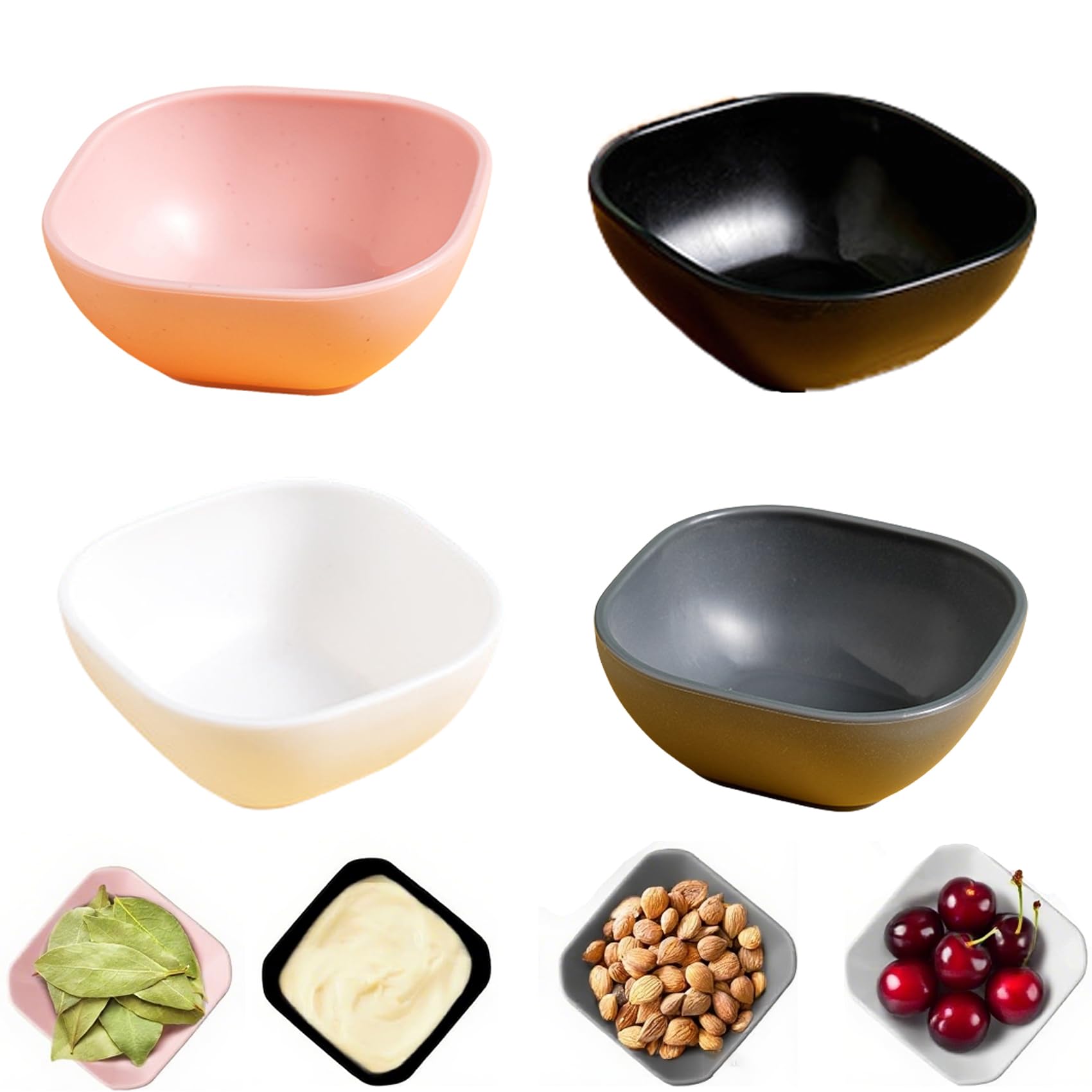 Dipping Bowls Reusable Plastic 4 Pack BPA Free Square Condiment Dishes — image 1