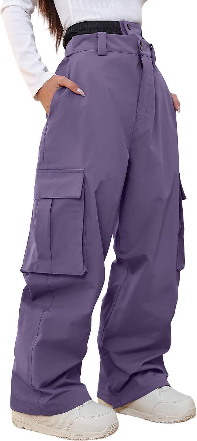YEEFINE Men and Women's Snow Snowboard Pants Loose Fit Insulated Waterproof Unisex Baggy Cargo Ski Pants Bibs Warm Winter - Image 7