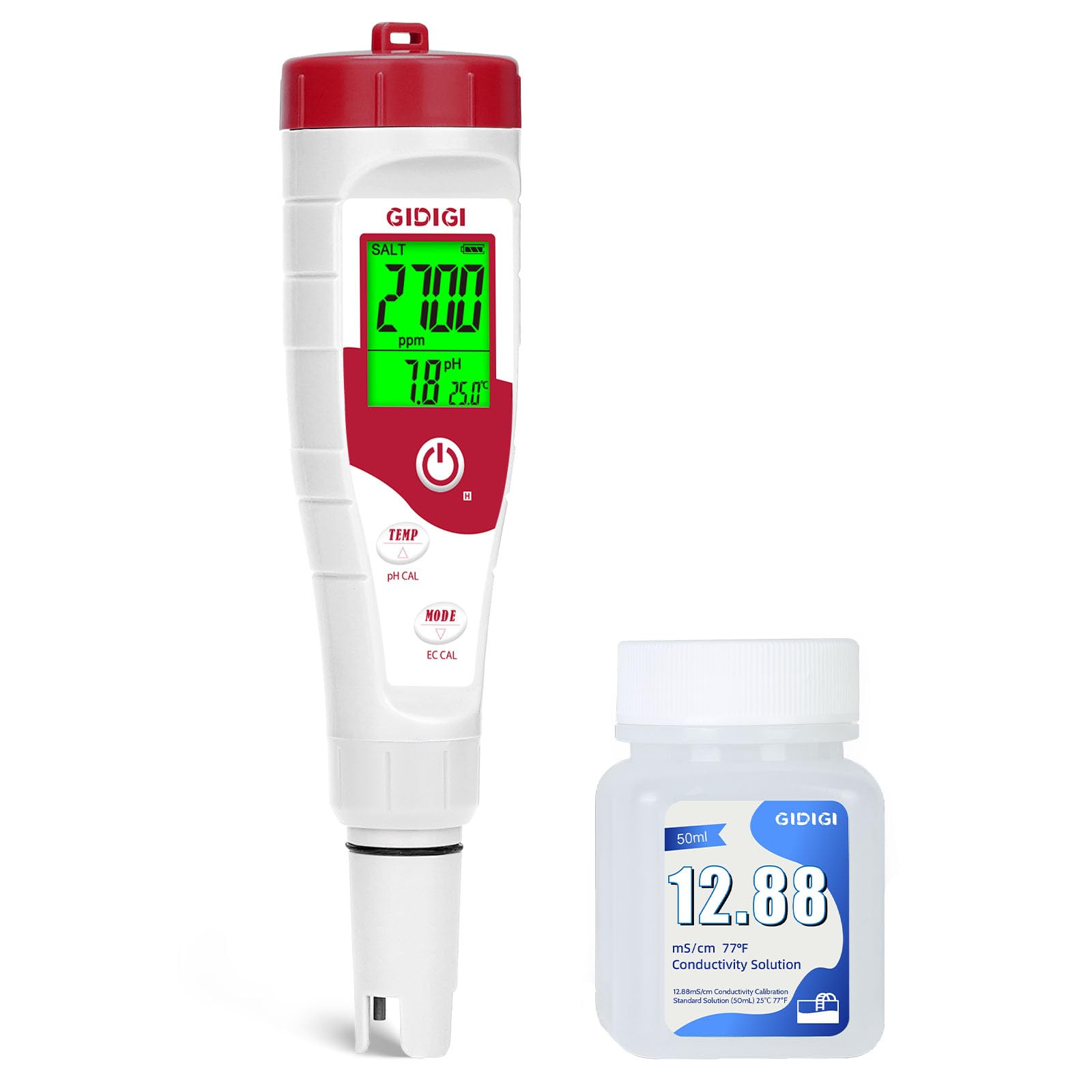 YIYEGO Chlor Meter & Pool Salz Tester, Pool pH-Tester & Salz Meter für Pools, 7 in 1 FAC Digital Salinity Tester für Salzwasser Aquarium