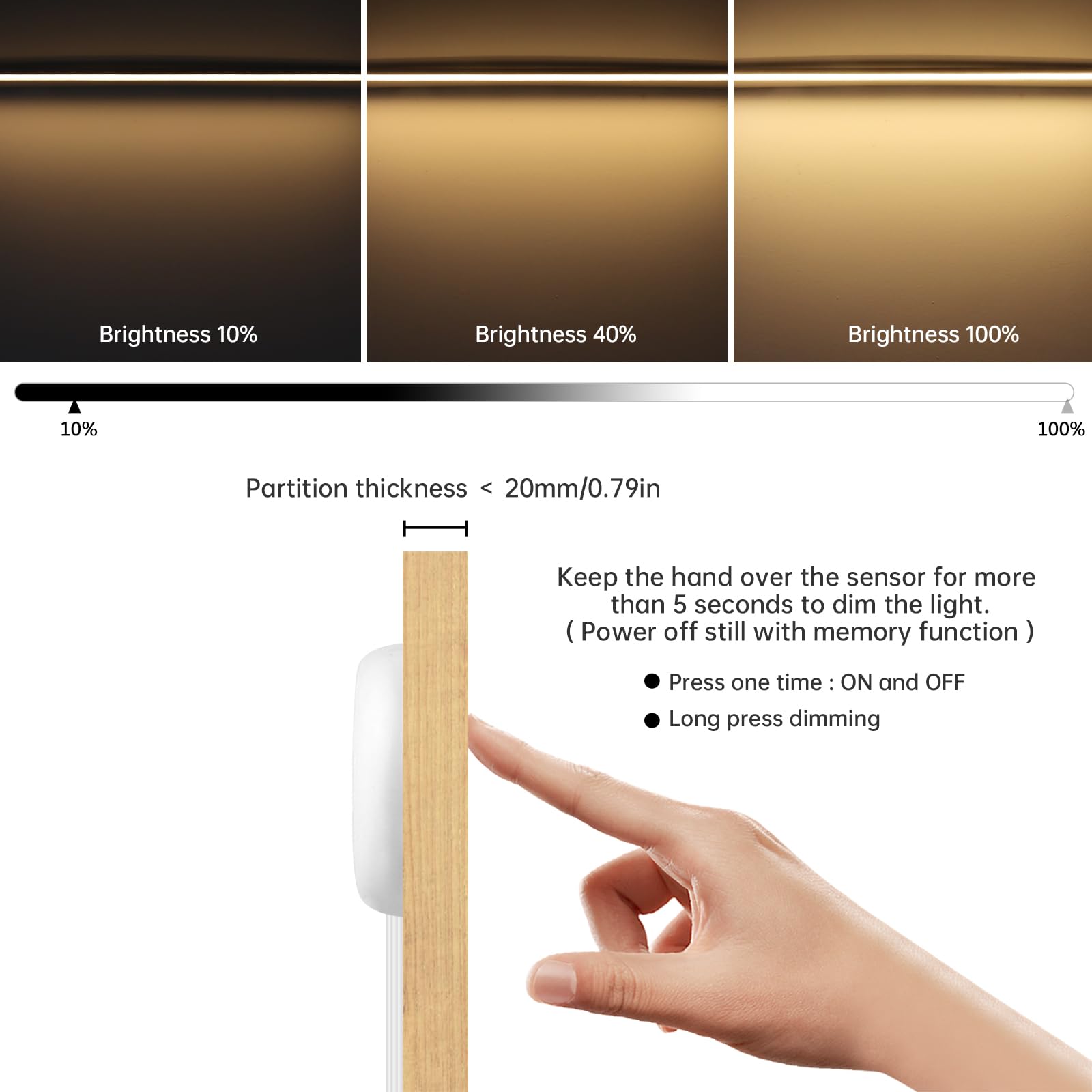 12 V illuminazione sotto armadietto, 6 pezzi 30 cm connessione parallela dimmerabile LED barra luminosa LED 3000 K bianco caldo barra LED per cucina, pannello acustico, vetrina