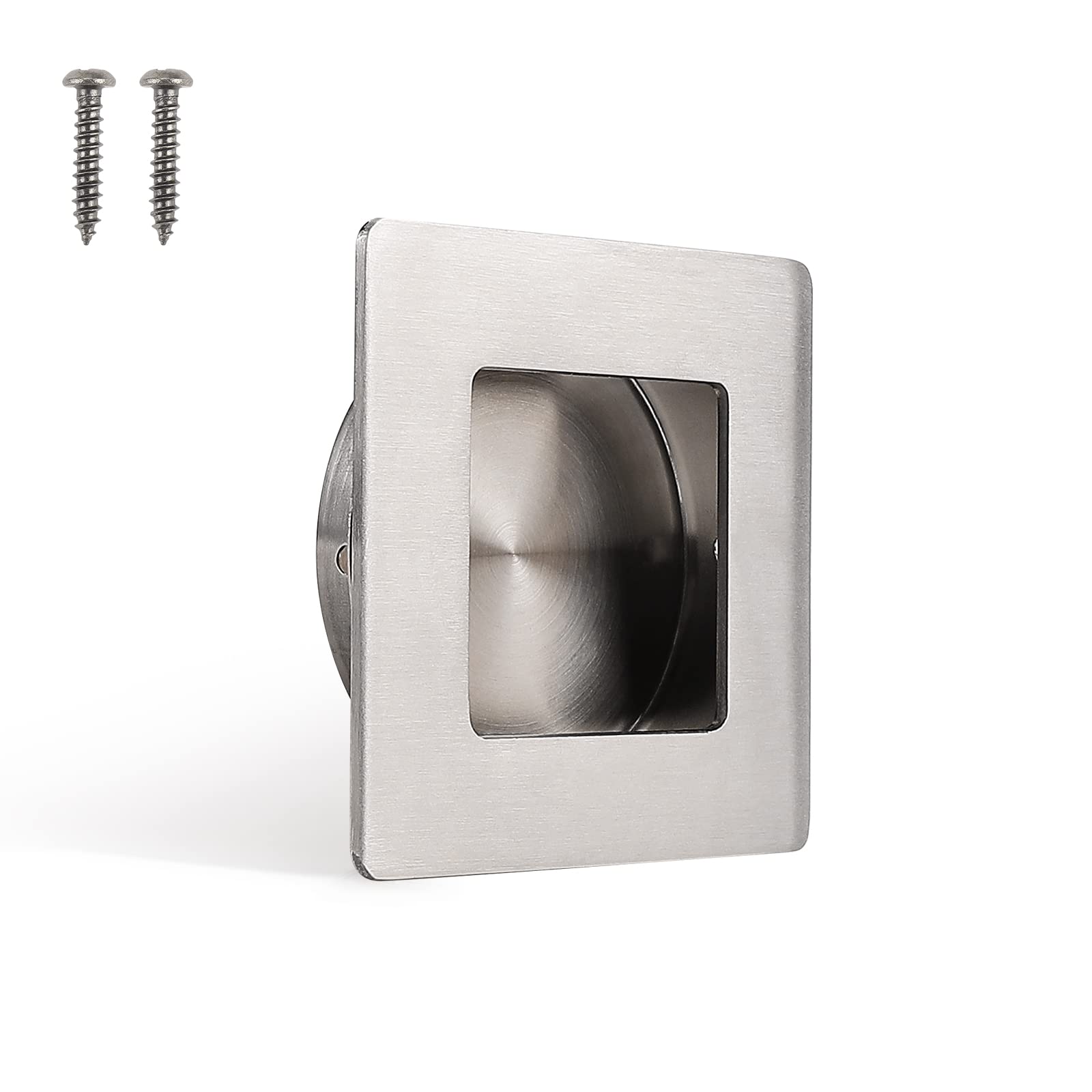 10 Pack Recessed Pocket Door Pulls, Sliding Door Finger Pulls,Stainless Steel Closet Door Flush Pulls with Concealed Screws Holes