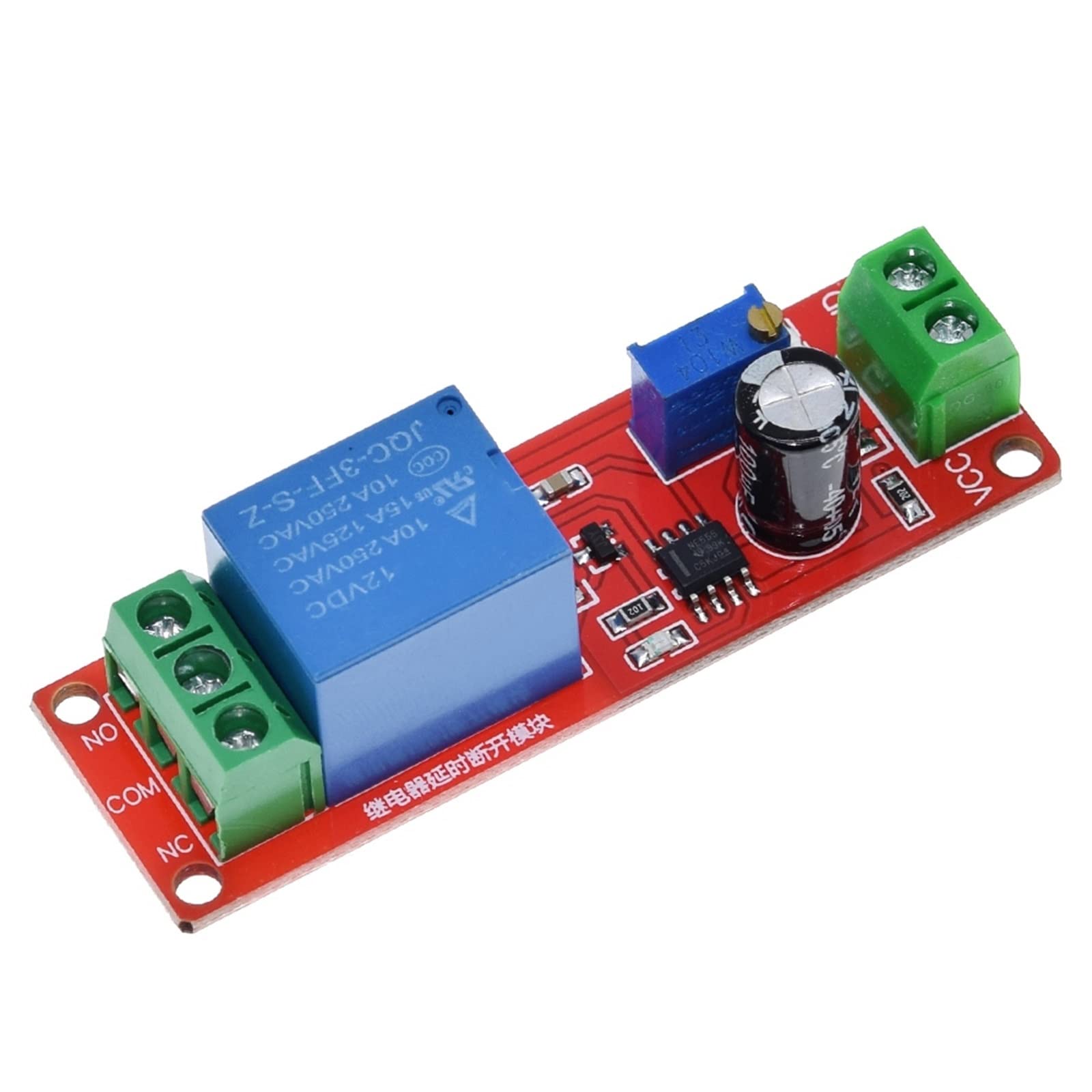 1 Uds NE555 temporizador interruptor módulo ajustable de relé retardo tiempo DC 12V escudo 0~10S