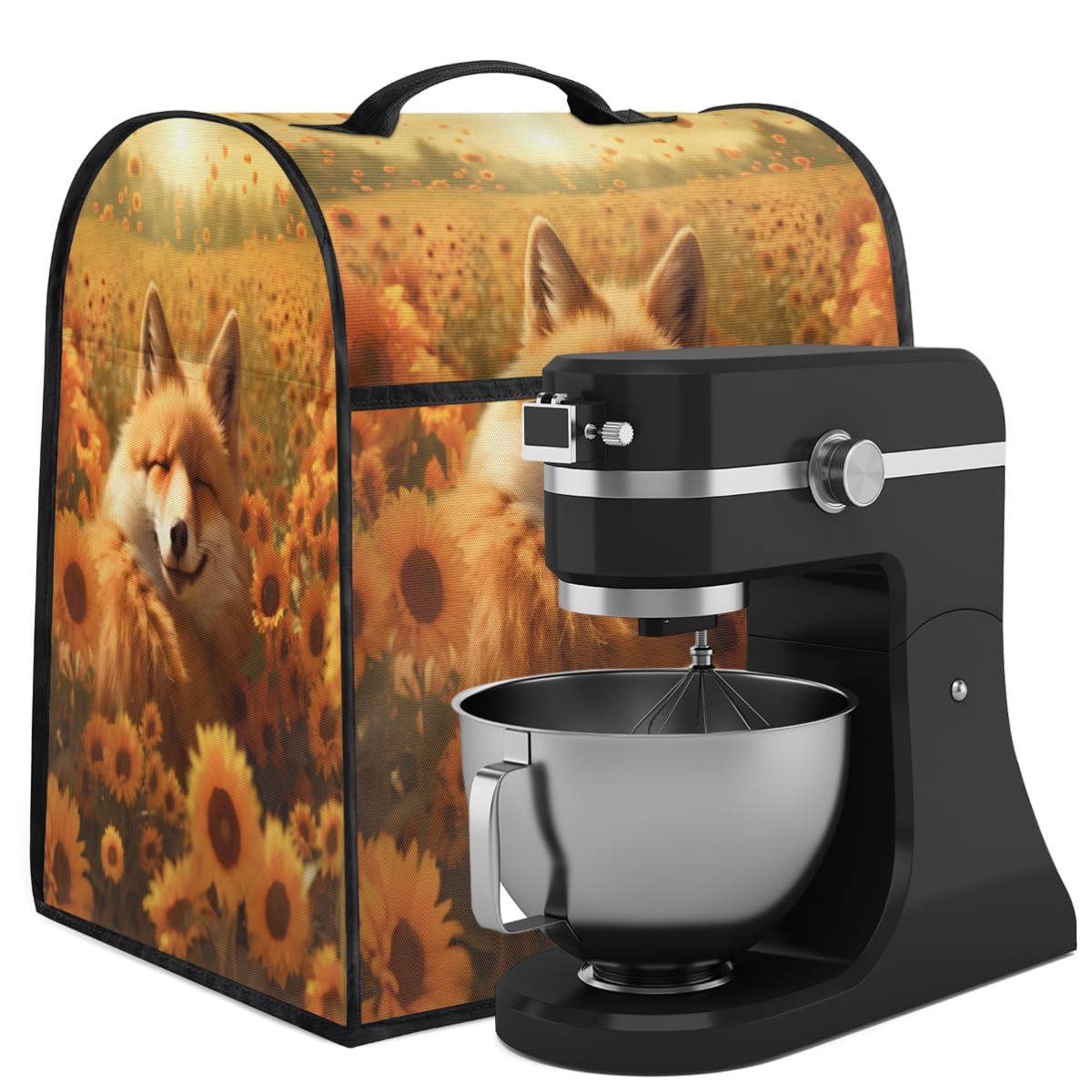 Coffee Maker Cover Flower Sunflower Fox Kitchen Appliance Covers Small Appliance Covers Blender Cover Juicer Cover Dust Covers for Kitchen Appliances with Top Handle and Pockets,Washable,C363